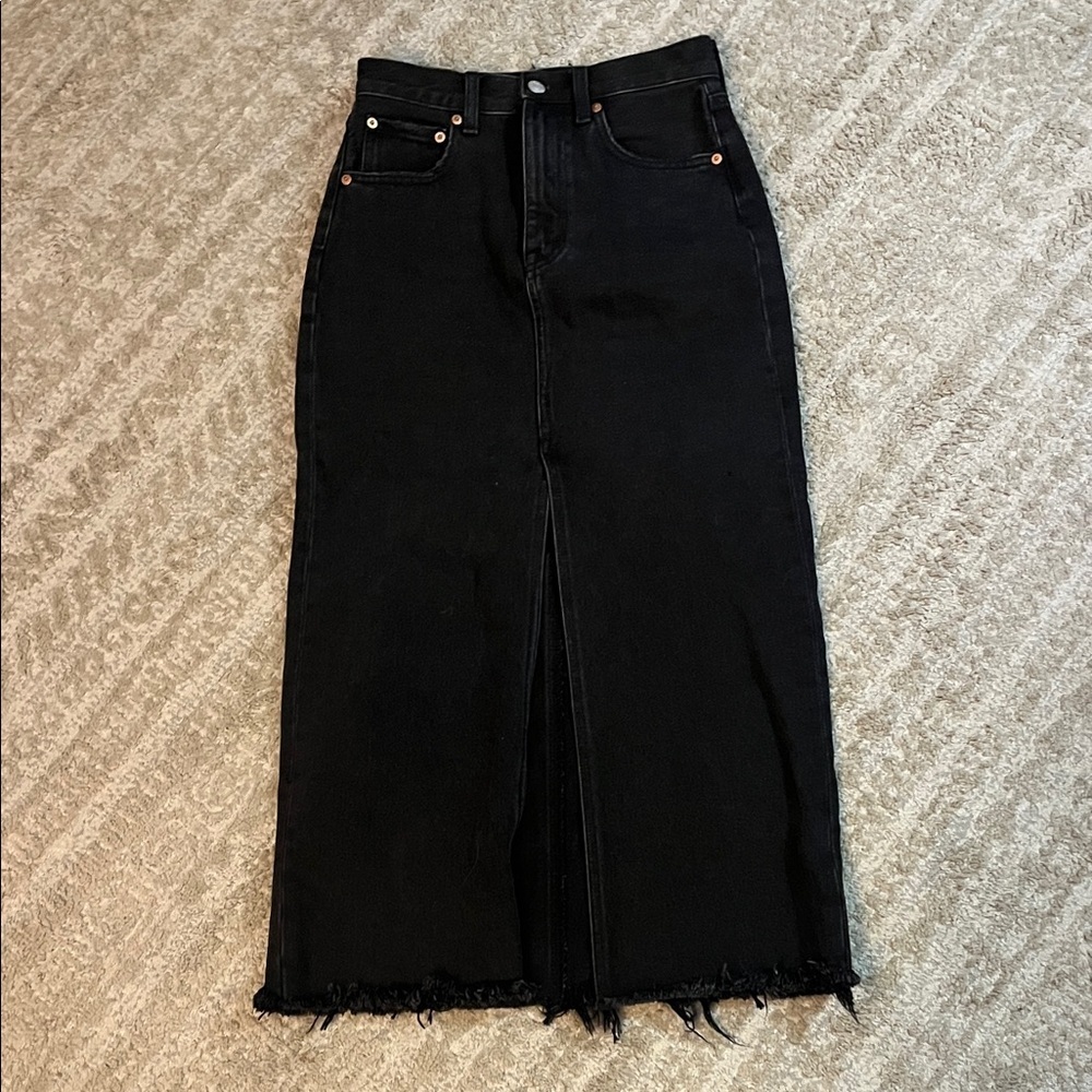 PISTOLA ALICE DENIM MIDI 100% COTTON SKIRT UNDERGROUND WASH BLACK 24 - Picture 5 of 10